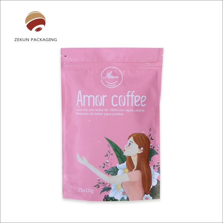 OEM Standing Zipper Bag CMYK Warna Plastik Stand Up Bag Dengan Ziplock