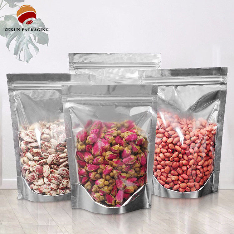 Kemasan Plastik Permukaan Glossy High Barrier Aluminium Foil Stand Up Bag dengan Tear Notch