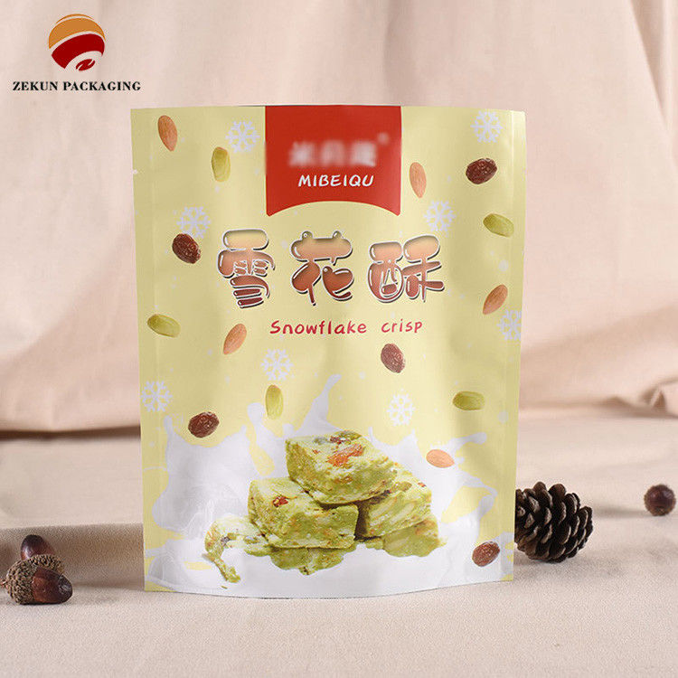Kemasan Plastik Permukaan Glossy High Barrier Aluminium Foil Stand Up Bag dengan Tear Notch