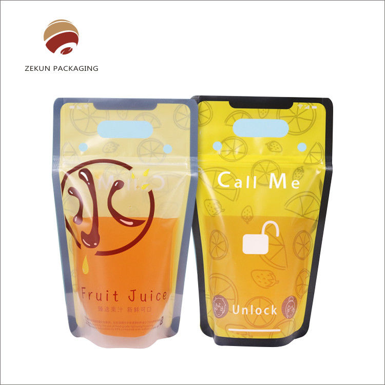 Glossy Surface Handling Stand Up Bag dengan satu sisi warna perak yang jelas dan struktur bahan PET / PE matte