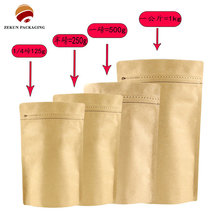 Makanan Grade Panas disegel Zipper Nuts Kemasan Perak Sampai 10 Warna Berdiri foil kantong kopi dengan katup