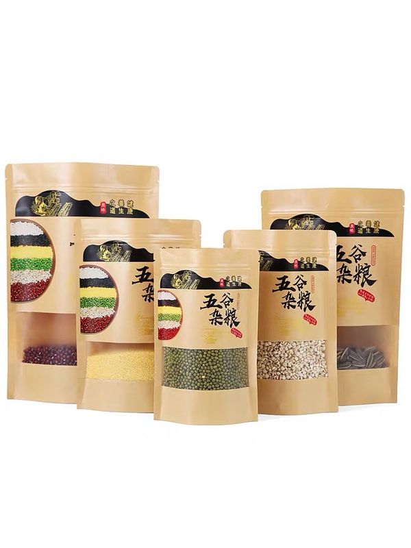Custom CMYK / PANTONE Dicetak Kantong Multicolor Kraft Paper Untuk Eco Friendly Packaging