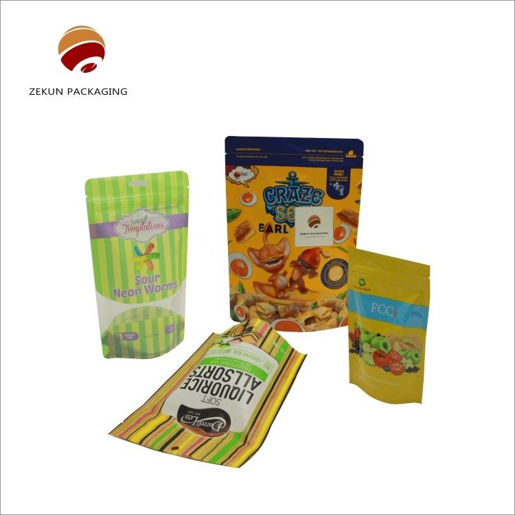 Bau-Buktinya Datar Bagian Bawah Berdiri Kantong Zipper Gravure Pencetakan Hot Press Sealing