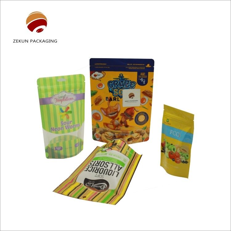Pet/Pe Packaging Flat Bottom Zipper Bag hingga 10 Warna ketahanan air mata