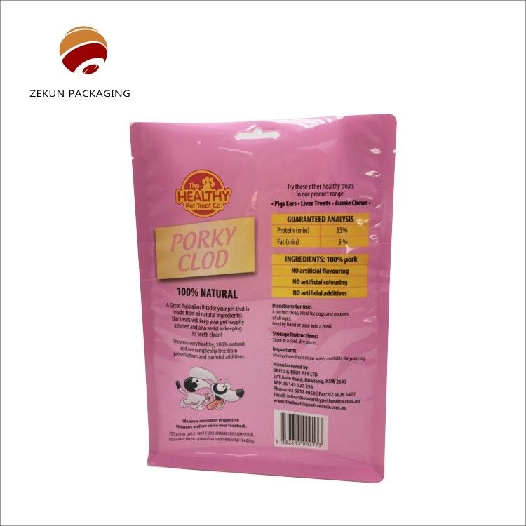 CMYK Gravure Printing Standing Bag Flat Bottom Moisture Proof Zipper Jenis