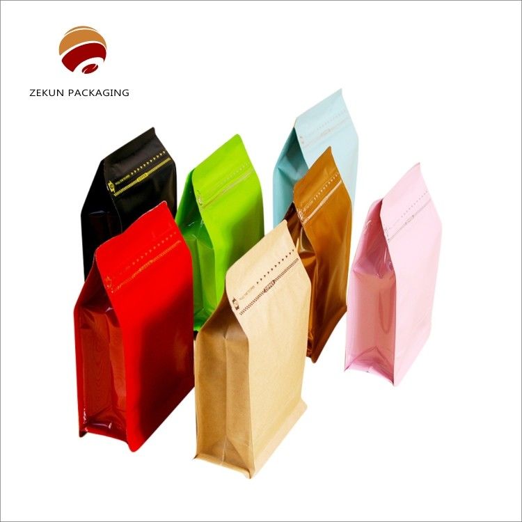 CMYK Gravure Printing Standing Bag Flat Bottom Moisture Proof Zipper Jenis