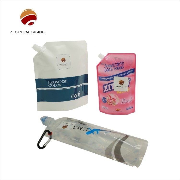 PET berwarna-warni Spouted Stand Up Barrier Bags Dengan Logo Khusus
