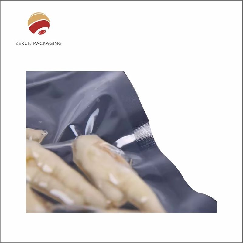 Kantong vakum makanan transparan yang dikemas untuk Salmon 2/3 Segel sisi untuk dijual