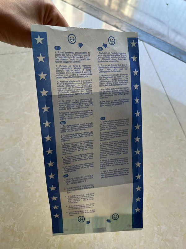 Kantong Kertas Kraft Tahan Air dan Minyak Oven Microwave Kantong Kertas Popcorn Khusus