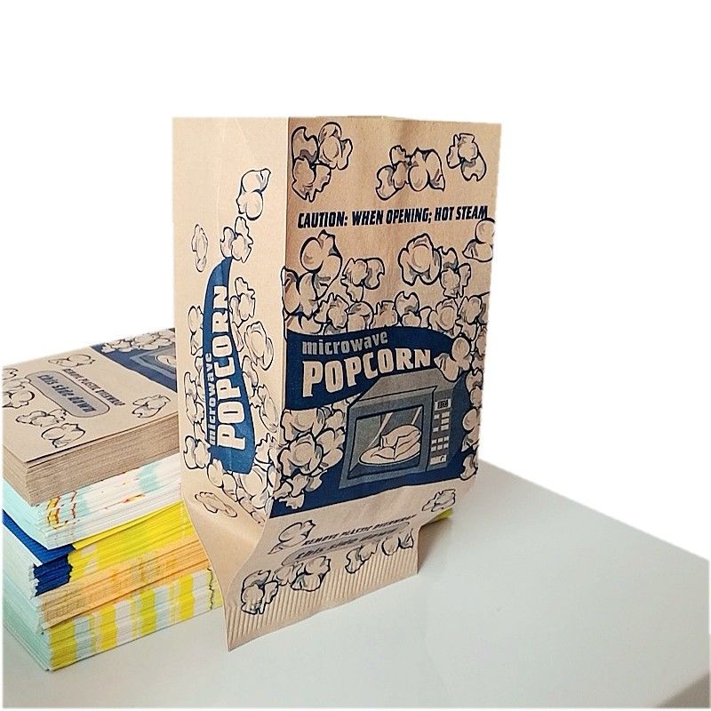 Kantong kertas popcorn yang dapat dilipat dan disegel dengan fitur anti lemak dan anti kebocoran (Kemas 100 buah)